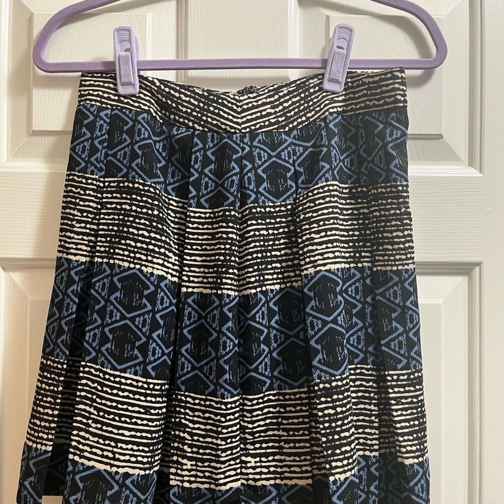 Maison Jules Black and White Knee-Length A-Line Skirt